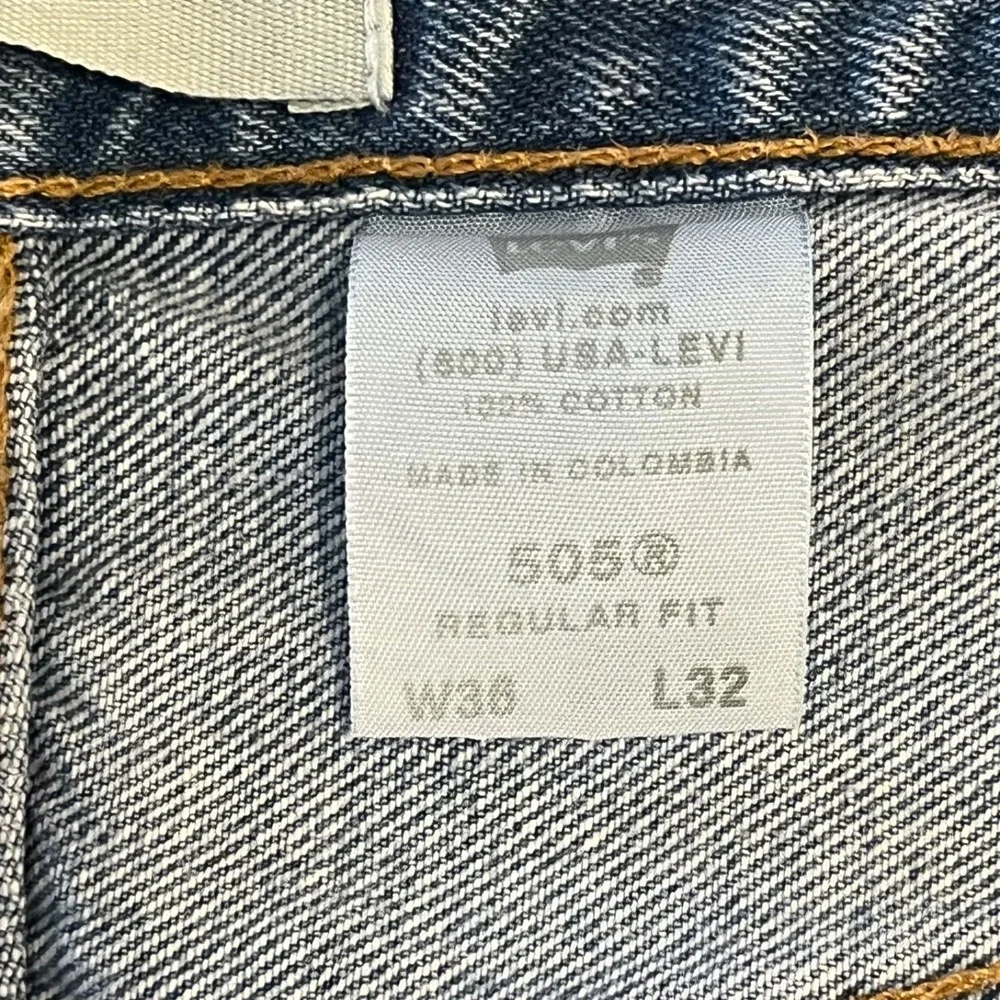 Levi's 505 Regular Fit Straight Denim Jeans Mens‎ 36x32 Medium Blue